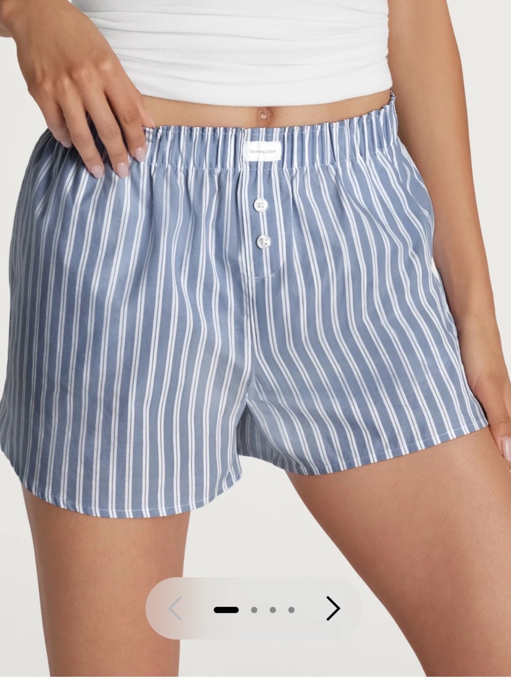 Women’s Tommy John Blue & White Striped Preppy Loungewear Cotton Sleep Shorts XL